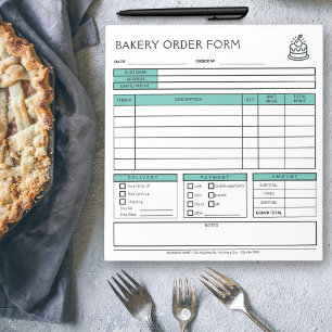 Bloco De Notas Adicionar logotipo Bakery Formulário de pedido ver