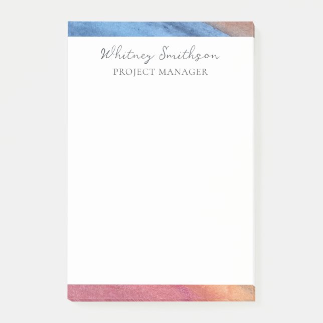 Bloco De Notas Adicionar nome Abstrato simples castanho e aquarel (Frente)