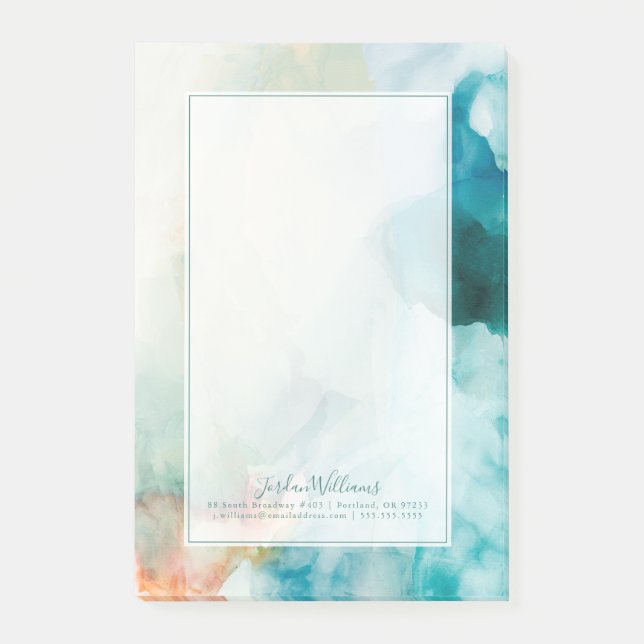 Bloco De Notas Adicionar Nome | AversAversion - Blue Watercolor (Frente)