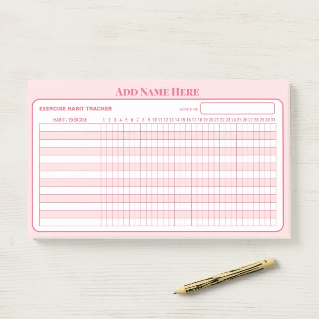 Bloco De Notas Adicionar Nome Notas Adesivas Rosa de Rastreamento (Na mesa)