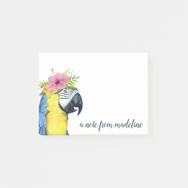 Bloco De Notas Adicionar Seu Nome| Halo Tropical - Papagaio (Frente)