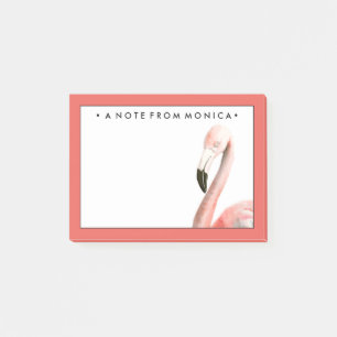 Bloco De Notas Adicionar Seu Nome Pássaro Tropical Flamingo