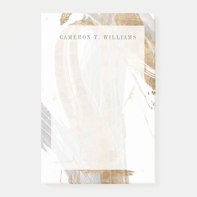 Bloco De Notas Adicione seu nome | DOURADO e CINZAS (Frente)