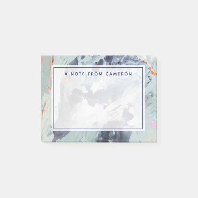 Bloco De Notas Adicione seu nome | Mar polifônico - Azul (Frente)