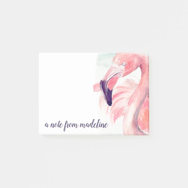 Bloco De Notas Adicione seu nome | Pastel Flamingo (Frente)