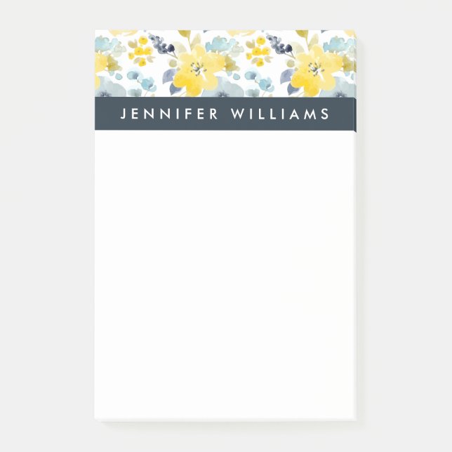 Bloco De Notas Adicione seu teste padrão amarelo & azul conhecido (Frente)