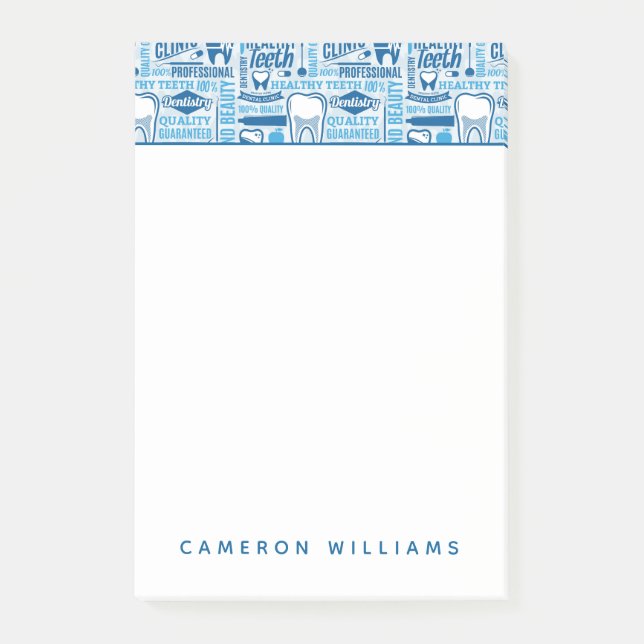 Bloco De Notas Adicione seu teste padrão dental | azul conhecido (Frente)