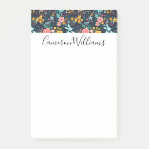 Bloco De Notas Adicione seu teste padrão floral colorido bonit