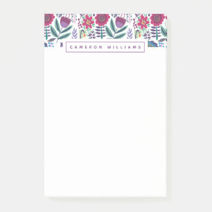 Bloco De Notas Adicione seu teste padrão floral da arte popular
