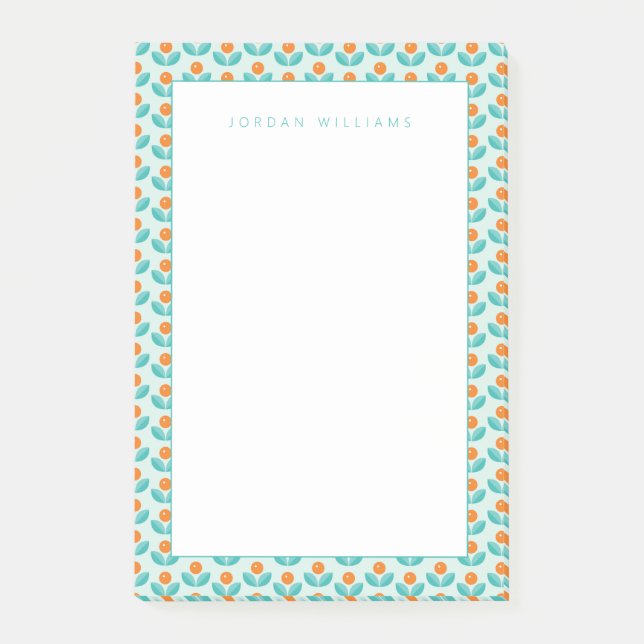 Bloco De Notas Adicione sua laranja geométrica | escandinava (Frente)