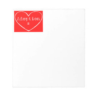 Bloco De Notas Adoção = Branco do Amor em Vermelho