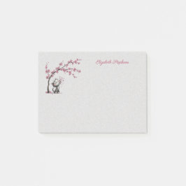 Bloco De Notas Adorable Cat and Cherry Blossoms Post it Notes