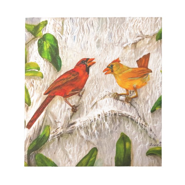 Bloco De Notas Adoráveis aves cardinais (Frente)