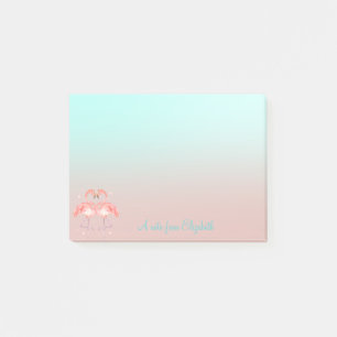Bloco De Notas Adoráveis Flamingos Rosa Em Amor Ombre