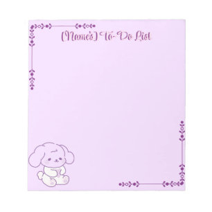 Bloco De Notas Adorável Kawaii Pastel Roxo Cachorrinho Fofo Perso