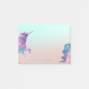 Bloco De Notas Adorável Menina, Unicórnio, Ombre - Personalizado