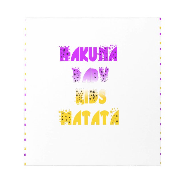 Bloco De Notas Adorável Roxo e Amarelo Hakuna Matata Baby Kids G (Frente)