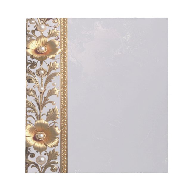 Bloco de Notas Adorno Floral Dourado (Frente)