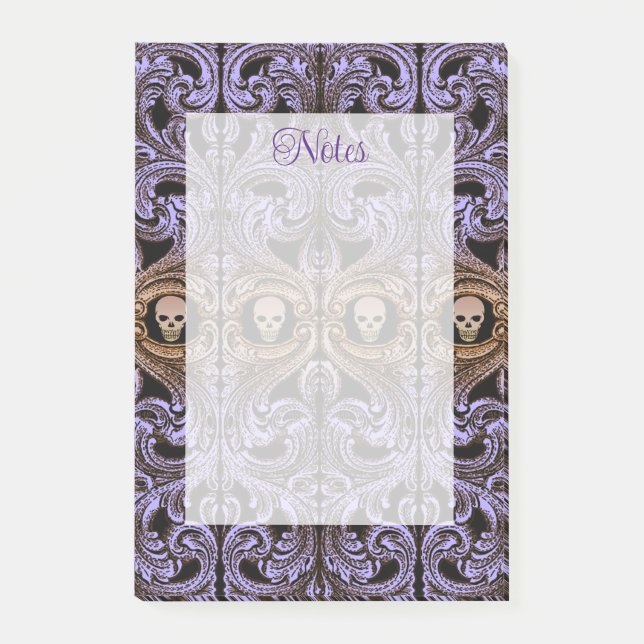 Bloco De Notas Adorno Roxo Gótico Com Caveira (Frente)
