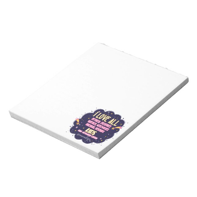 Bloco De Notas Adoro Todas As Criaturas Míticas, Vampiros, Lobiso (Invertido)