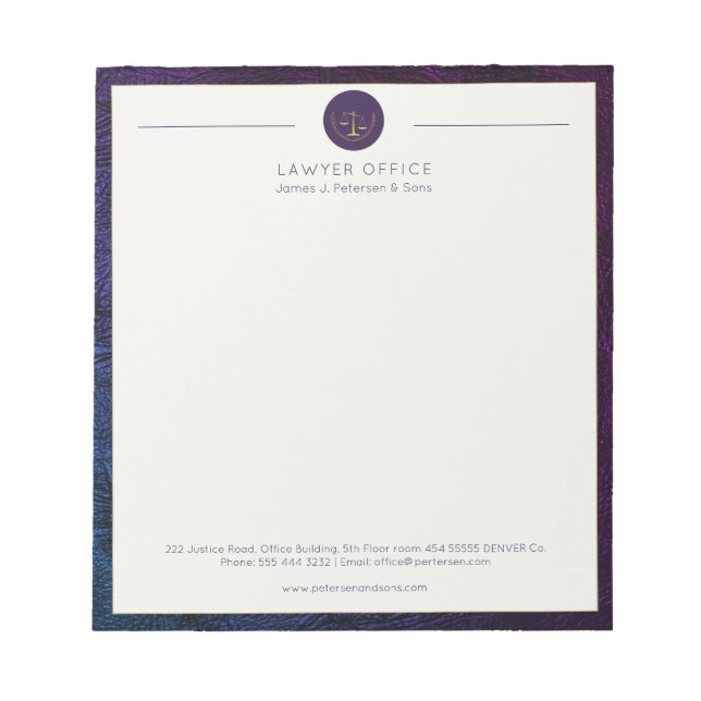 Bloco De Notas Advogado-escritório elegante profissional personal (Frente)