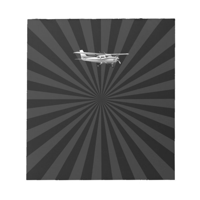 Bloco De Notas Aeronave Clássica Cessna Silhueta Explosão Solar (Frente)