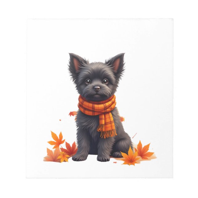 Bloco De Notas Affenpinscher With Heart Made Of Autumn Leaves (Frente)