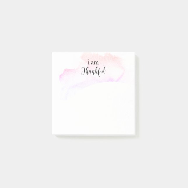 Bloco De Notas *~* Afirmação de Gratidão Rosa Ombre Estou grato (Frente)