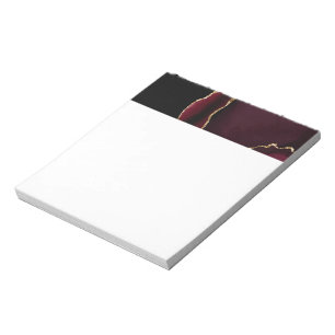 Bloco De Notas Ágata Mármore Roxo Preto Chique Luxo Dourado Elega