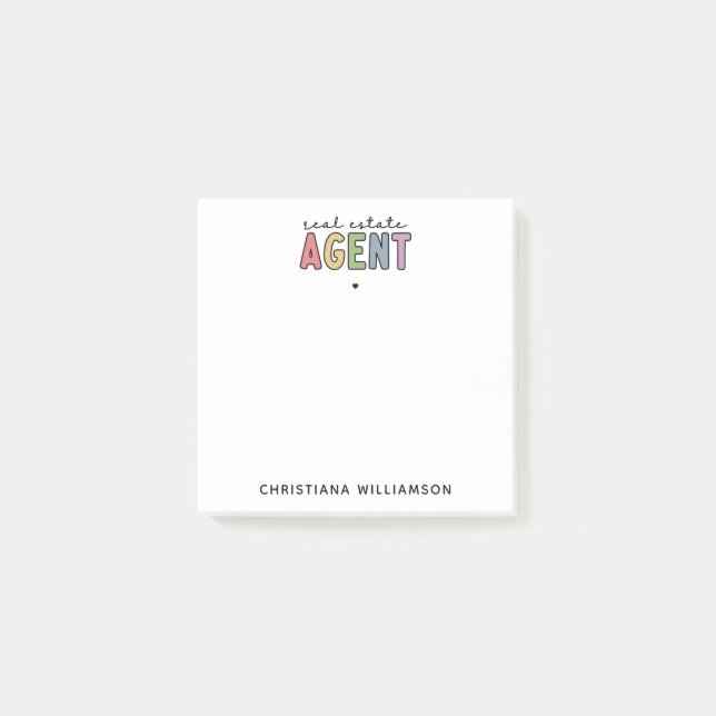 Bloco De Notas Agente de Imóveis de Nome Personalizado | Presente (Frente)