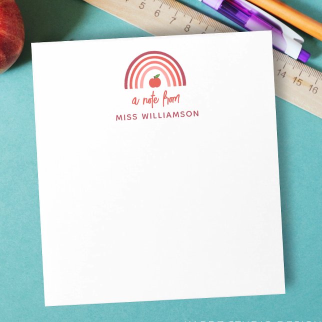 Bloco De Notas Agradecimento Personalizado ao Professor Arco-íris (Personalize this modern chic notepad as a gift for teacher appreciation day. Fun design with rainbow)