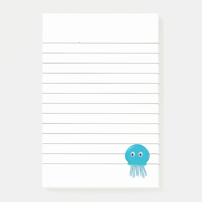 Bloco De Notas Água-viva de desenho animado fofa alinhada  (Frente)