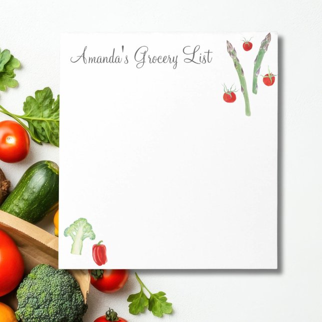 Bloco De Notas Aguarela Espargos, Brócolis, Tomates, Pimentões (Criador carregado)