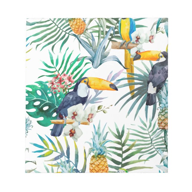 Bloco De Notas Aguarela tropical do pássaro do papagaio do (Frente)