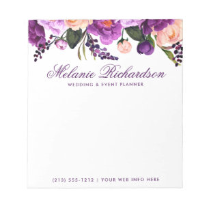 Bloco De Notas Aguarela ultravioleta roxa elegante floral