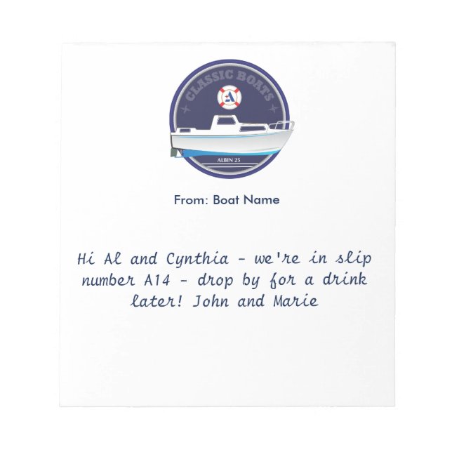 Bloco De Notas Albin 25 barco a barco (Frente)