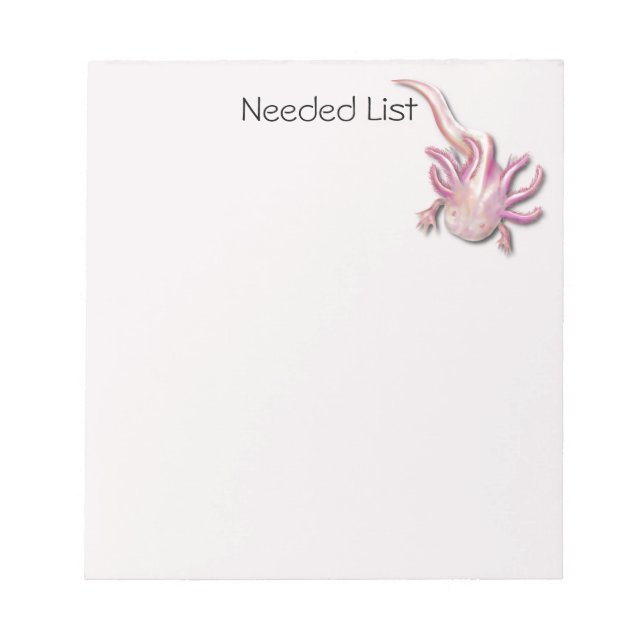 Bloco De Notas Albino Axolotl Ilustrado Personalizado (Frente)