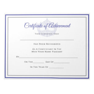 Bloco De Notas Alcance do Certificado Coroa Americano Pageant
