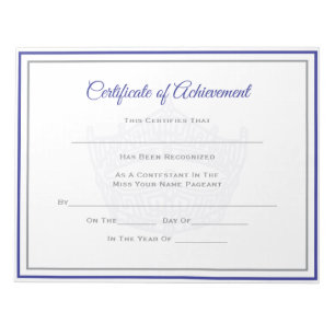 Bloco De Notas Alcance do Certificado Coroa Americano Pageant