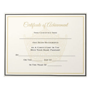 Bloco De Notas Alcance do Certificado Coroa Americano Pageant