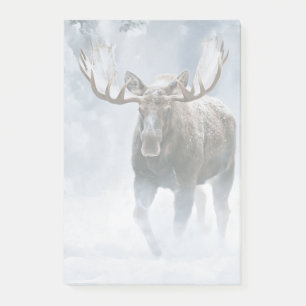 Bloco De Notas Alce Macho Caminhando pela Neve Boreal