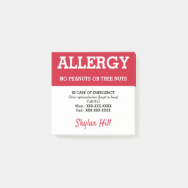 Bloco De Notas Alerta de Alergia Alimentar Contato de Emergência 