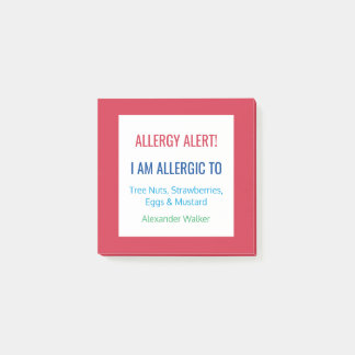 Bloco De Notas Alerta de Alergia Alimentar Restaurante Personaliz