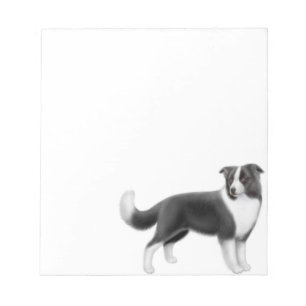 Bloco de notas alerta do cão de border collie