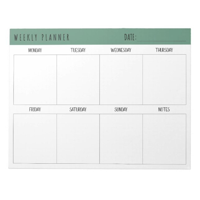 Bloco De Notas Alexandrite Teal Simple Modern Weekly Planner (Frente)
