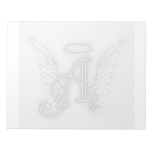 Bloco De Notas Alfabeto Angelical A Inicial Asa de Anjo com Halo