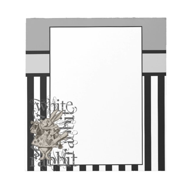 Bloco De Notas Alice No País Das Maravilhas Coelho Branco Grunge (Frente)