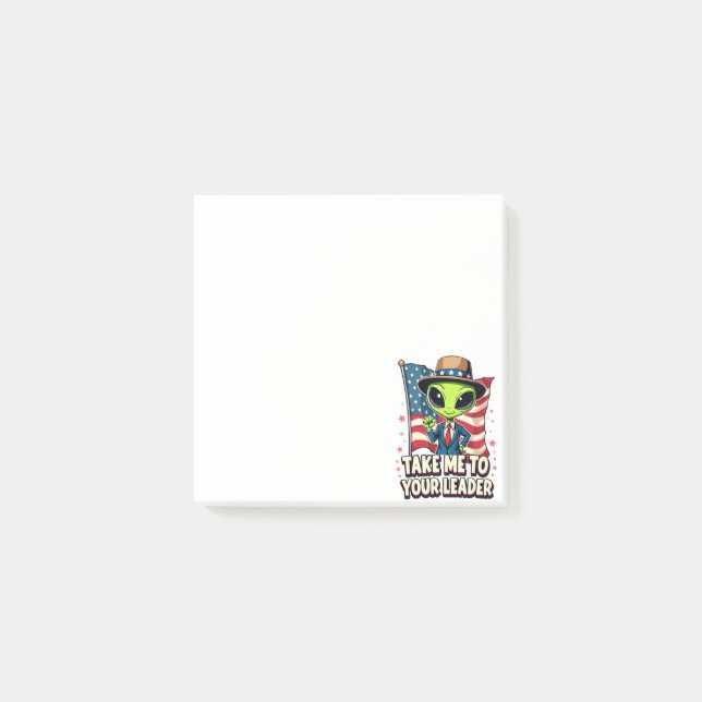Bloco De Notas Alienígena Engraçada Leva-me ao seu líder Patrióti (Frente)