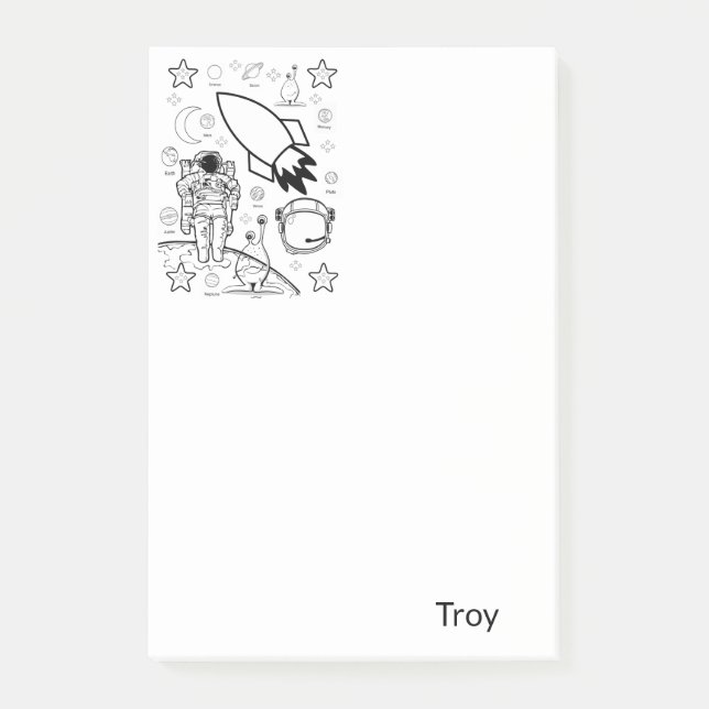 Bloco De Notas Aliens de Astronautas de posto (Frente)