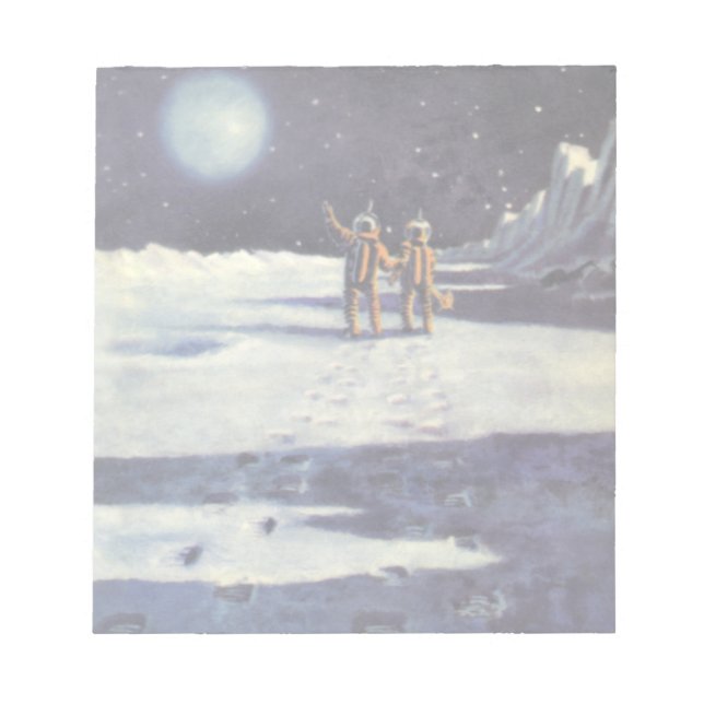 Bloco De Notas Aliens do Astronauta de Ficção Científica Vintage  (Frente)